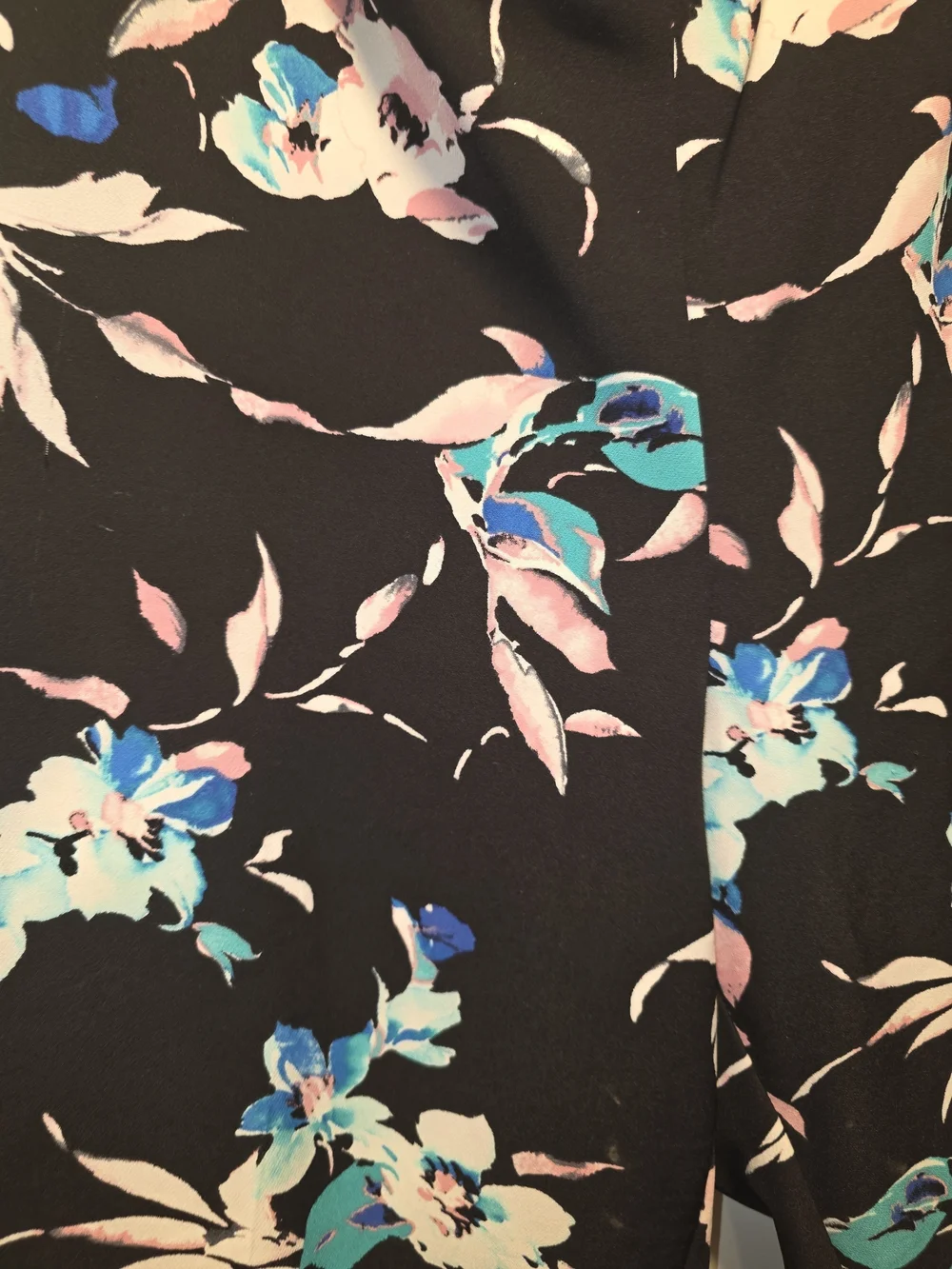 Lane Bryant Black Wide-Leg Pants with Pink & Teal Floral